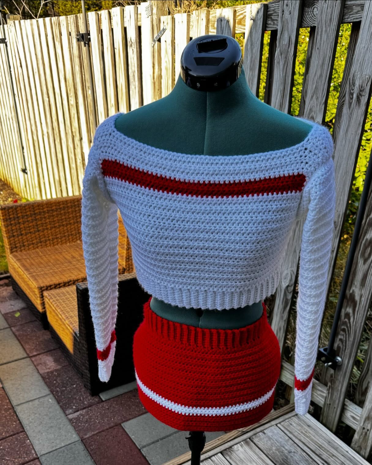 Crochet Fall in Love Cropped Sweater and Mini Skirt Set Adult Size Small