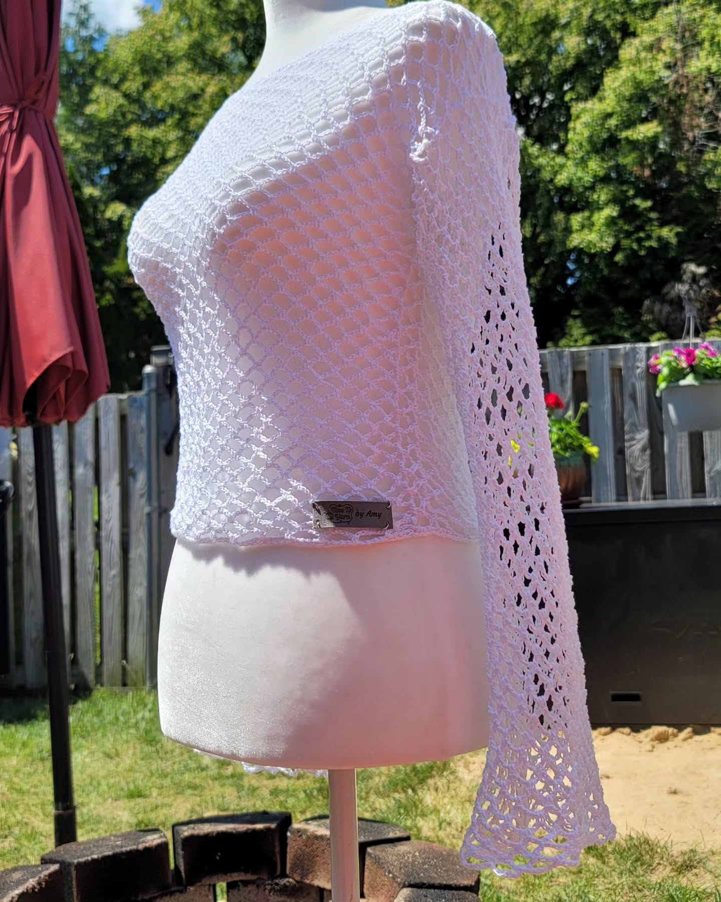 Crochet Thread Sugar Fishnet Long Sleeve Top Adult Size S/M