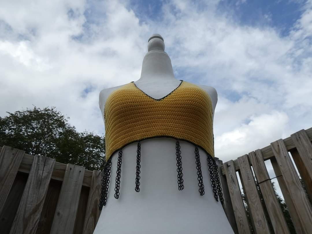 Crochet Thread Bumble Bee Cropped Top Adult Size Medium
