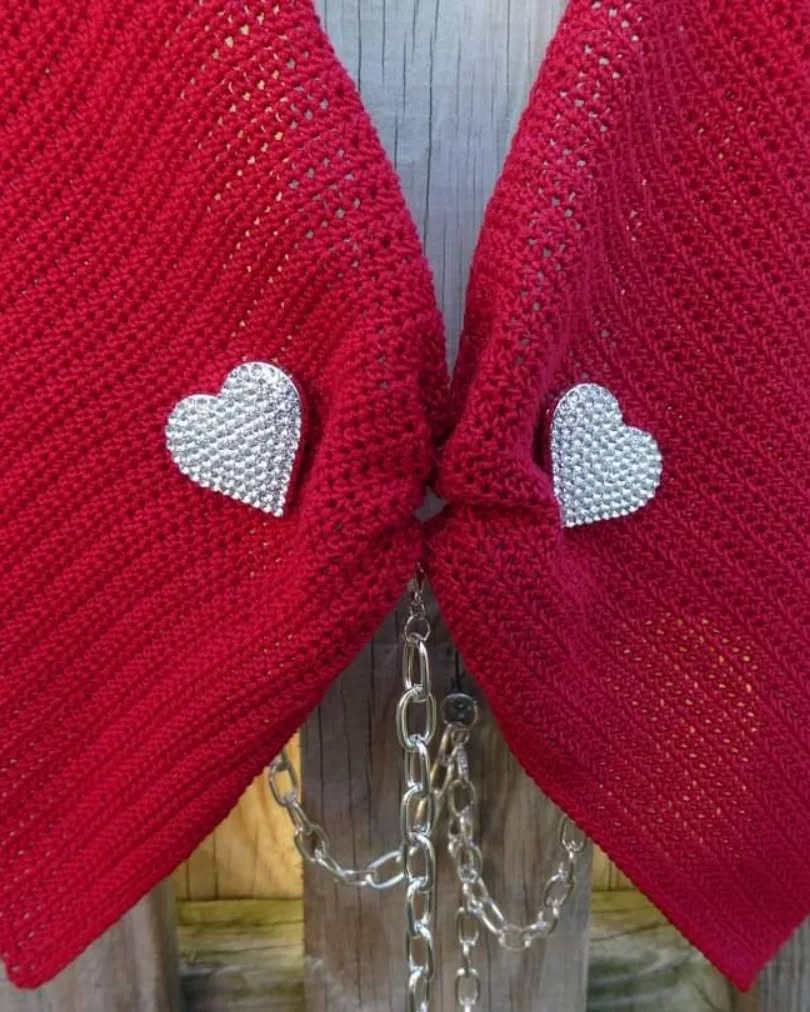 Crochet Thread Love Couple Cropped Top Adult Size Small