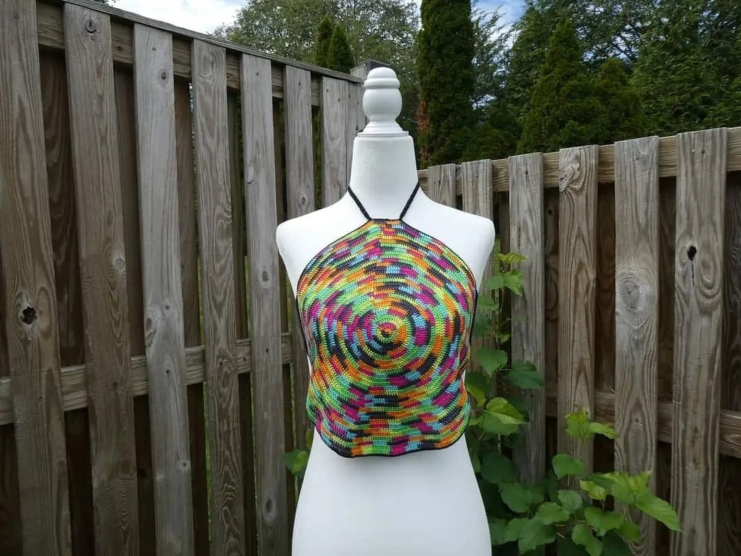 Crochet Thread Tripping Night Cropped Top Adult Size S/M