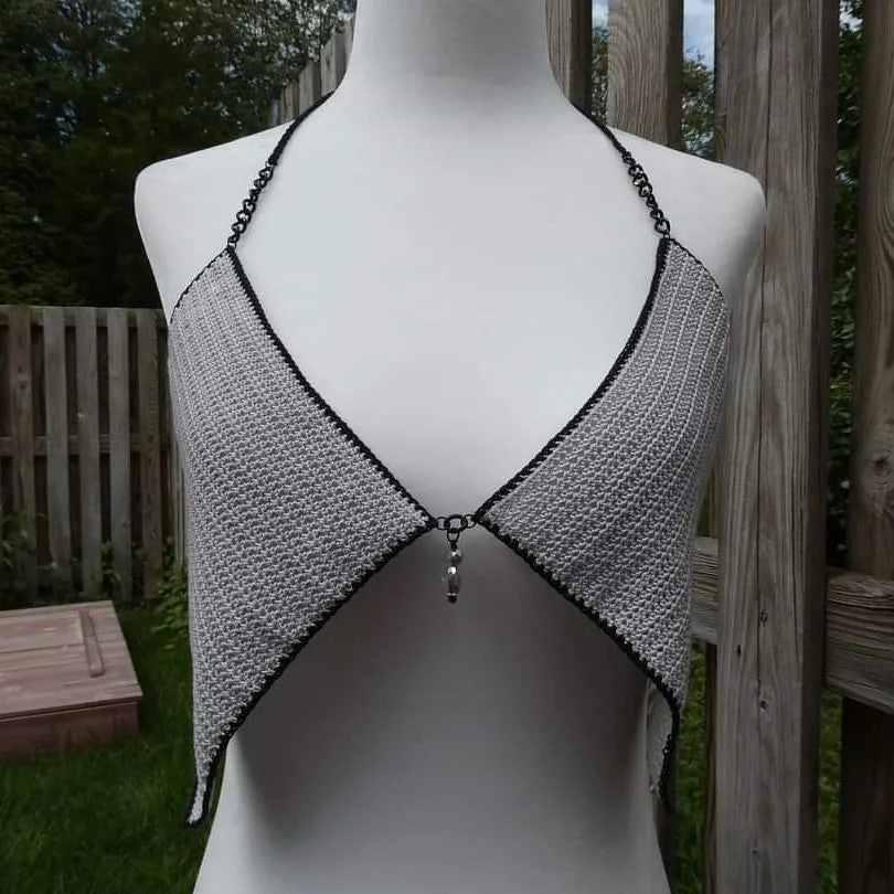Crochet Thread Steel Cropped Top Adult Size S/M