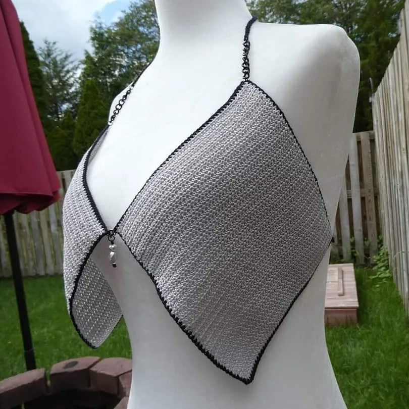 Crochet Thread Steel Cropped Top Adult Size S/M