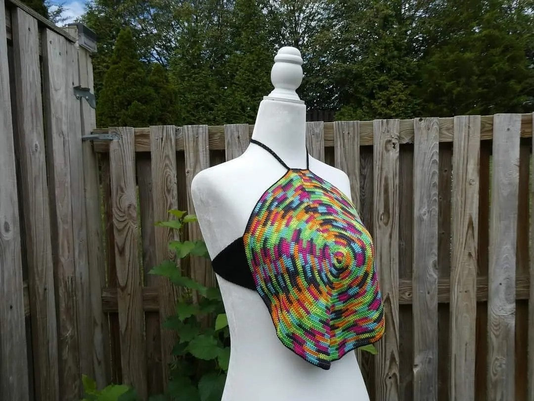 Crochet Thread Tripping Night Cropped Top Adult Size S/M
