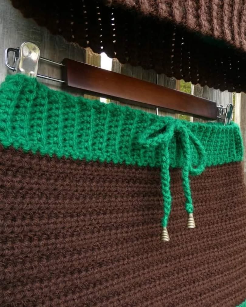 Evergreen Tree Hoodie Crochet Sweater & Skirt Set Adult Size Small