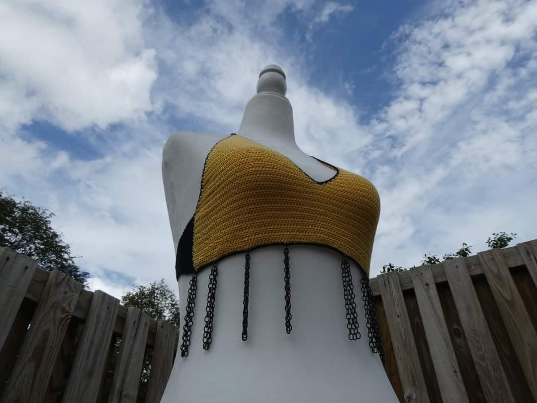 Crochet Thread Bumble Bee Cropped Top Adult Size Medium