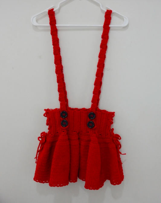 crochet red mini skirt adult size small