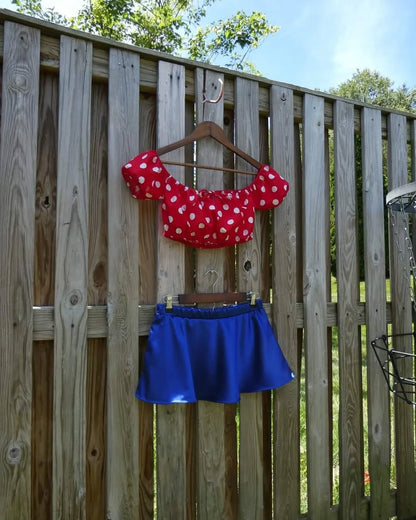 Samba Style Off Shoulder Cropped Top & Skirt Set Adult Size S/M