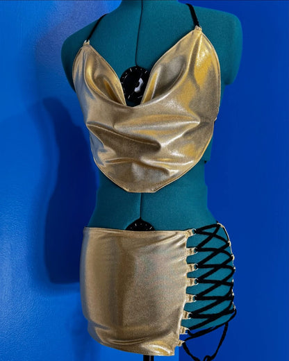 Cheer Up Cropped Top & Mini Skirt Set Adult Size S/M