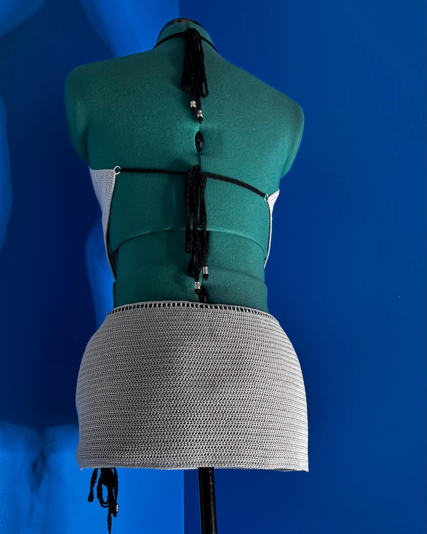 Crochet Thread Take Me Cropped Top & Mini Skirt Set Adult One Size