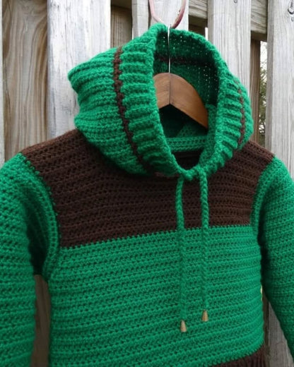 Evergreen Tree Hoodie Crochet Sweater & Skirt Set Adult Size Small