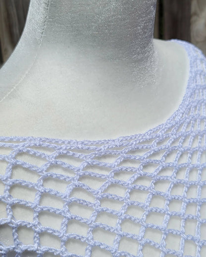Crochet Thread Sugar Fishnet Long Sleeve Top Adult Size S/M