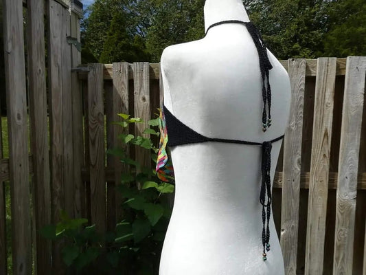Crochet Thread Tripping Night Cropped Top Adult Size S/M