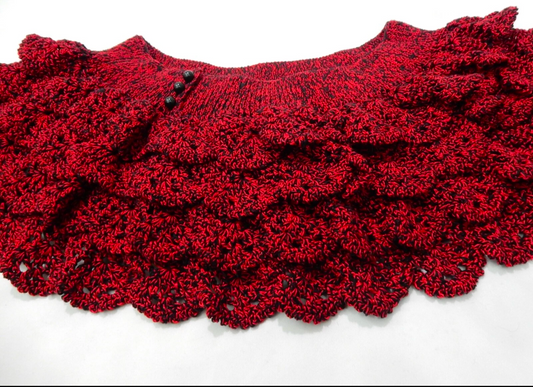 crochet thread black red ruffle mini skirt adult size small