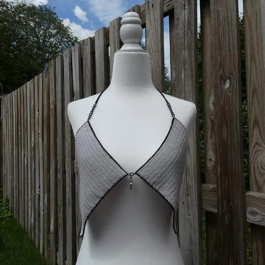 Crochet Thread Steel Cropped Top Adult Size S/M