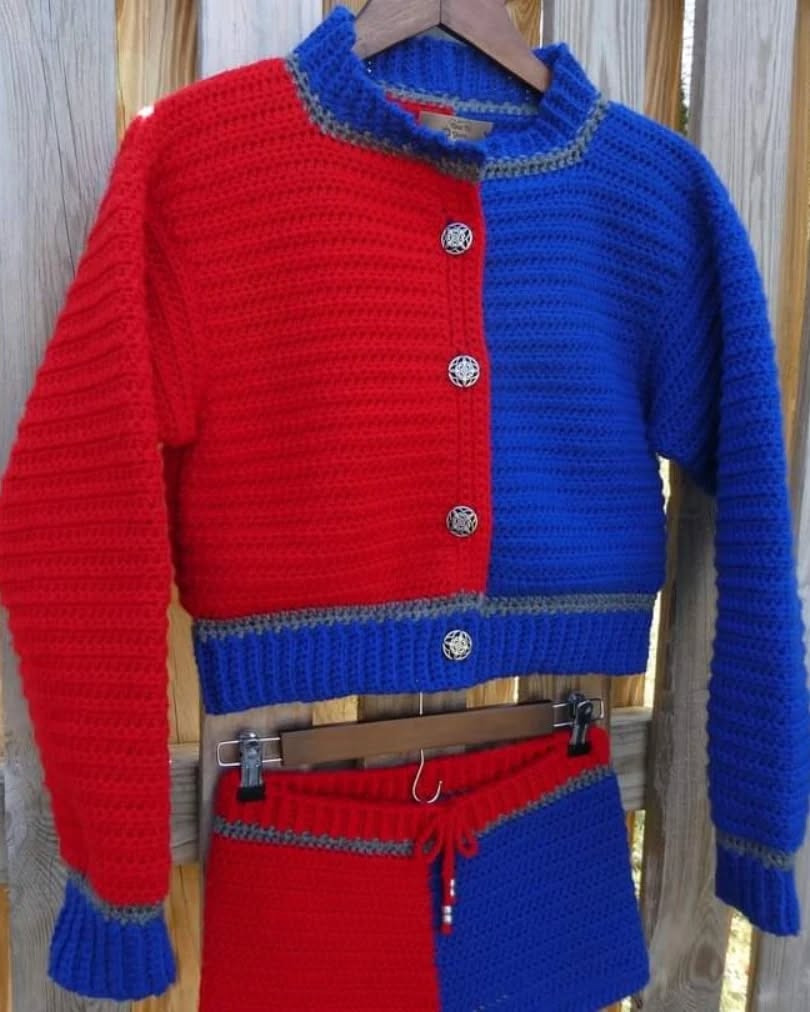 Harley Quinn Jacket & Short Set Adult Size S/M Crochet