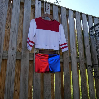 Harley Quinn Cropped T-Shirt & Short Set Adult Size Small
