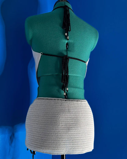 Crochet Thread Take Me Cropped Top & Mini Skirt Set Adult One Size
