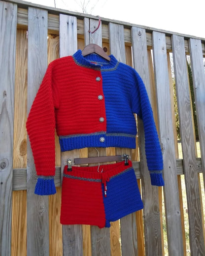 Harley Quinn Jacket & Short Set Adult Size S/M Crochet