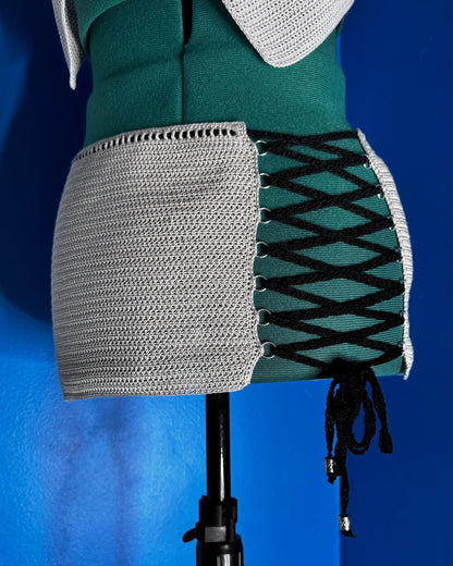 Crochet Thread Take Me Cropped Top & Mini Skirt Set Adult One Size